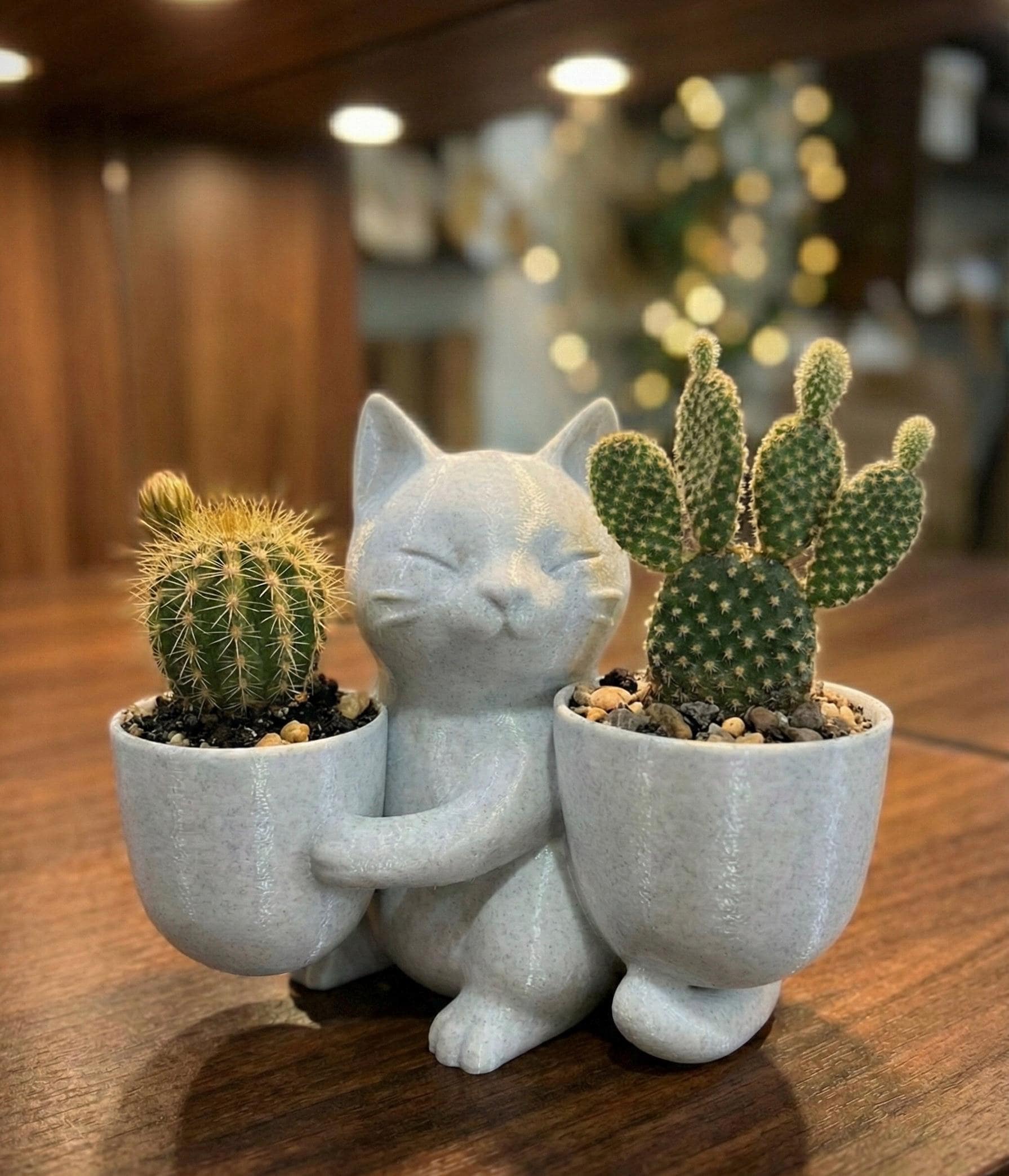 Macetero Gato Decorativo Acabado Mármol | TAPNU