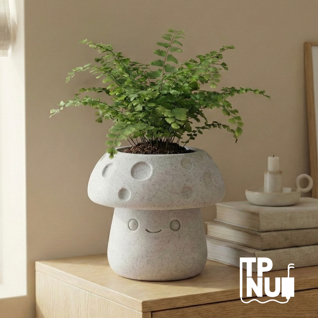 Macetero seta NUBLA Mushroom con acabado textura piedra