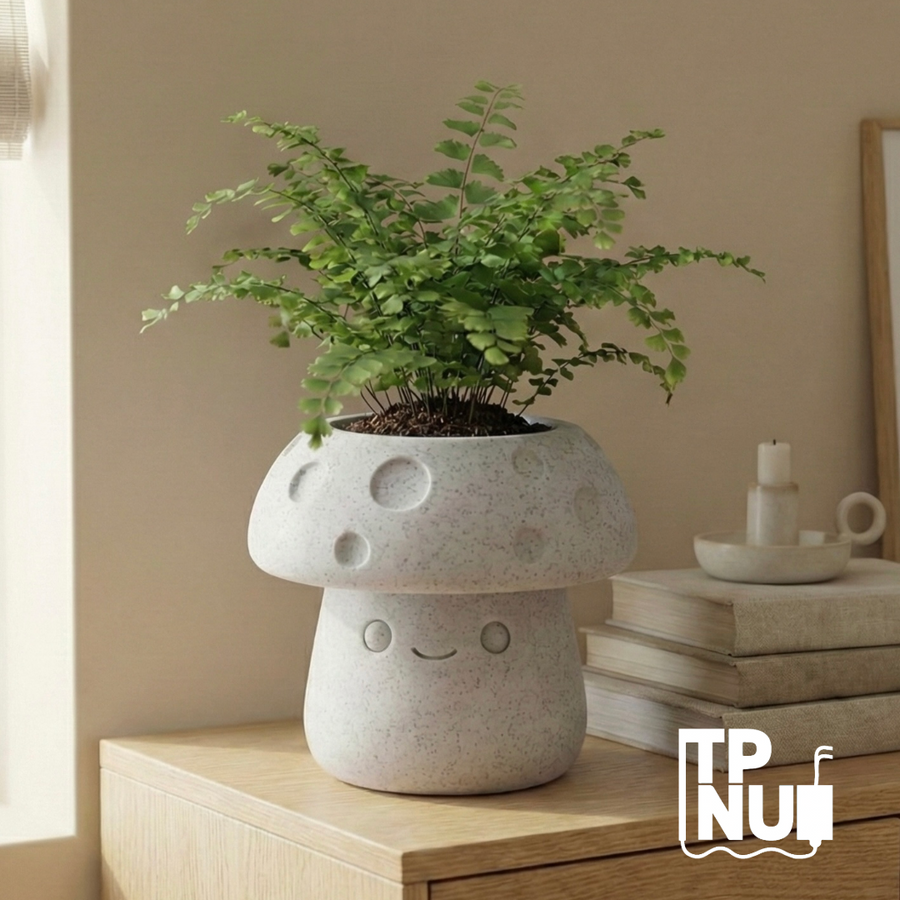 Macetero seta NUBLA Mushroom con acabado textura piedra